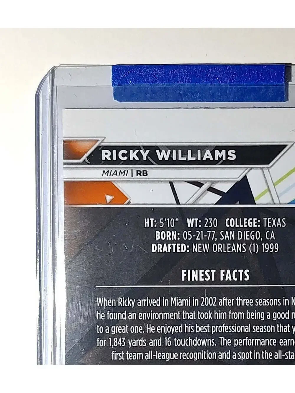 Ricky Williams 2023 Topps Finest Refractor NFL #205 Card Miami Dolphins